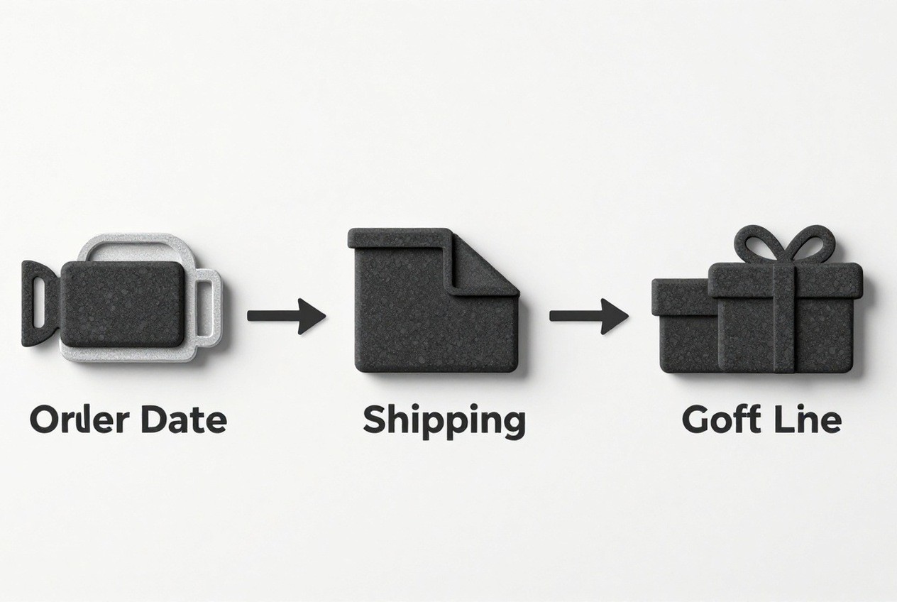 Engraving timeline with order and delivery markers